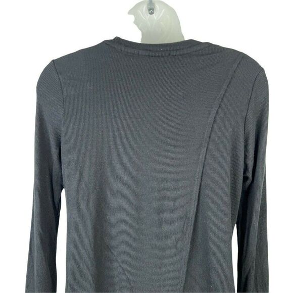 Marine Layer Tinley Tulip Open Back Top Womens Small Black Rib Knit Long Sleeves - Picture 8 of 12